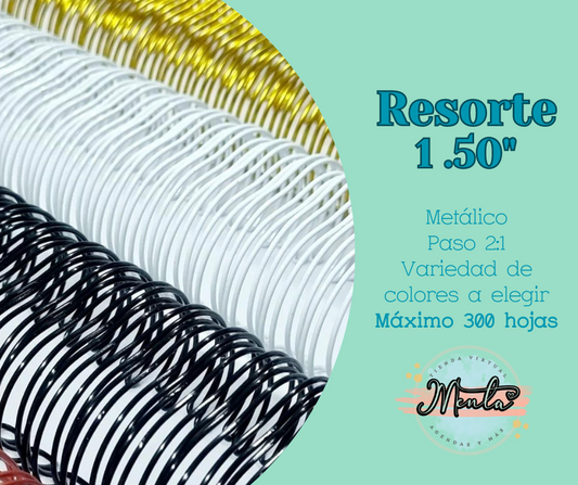 Resorte 1 1/2" Metálico Paso 2:1