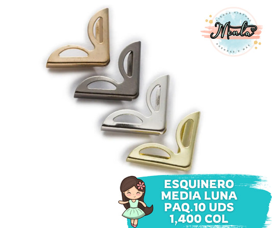 Esquinero media luna metálico paquete 10 unidades