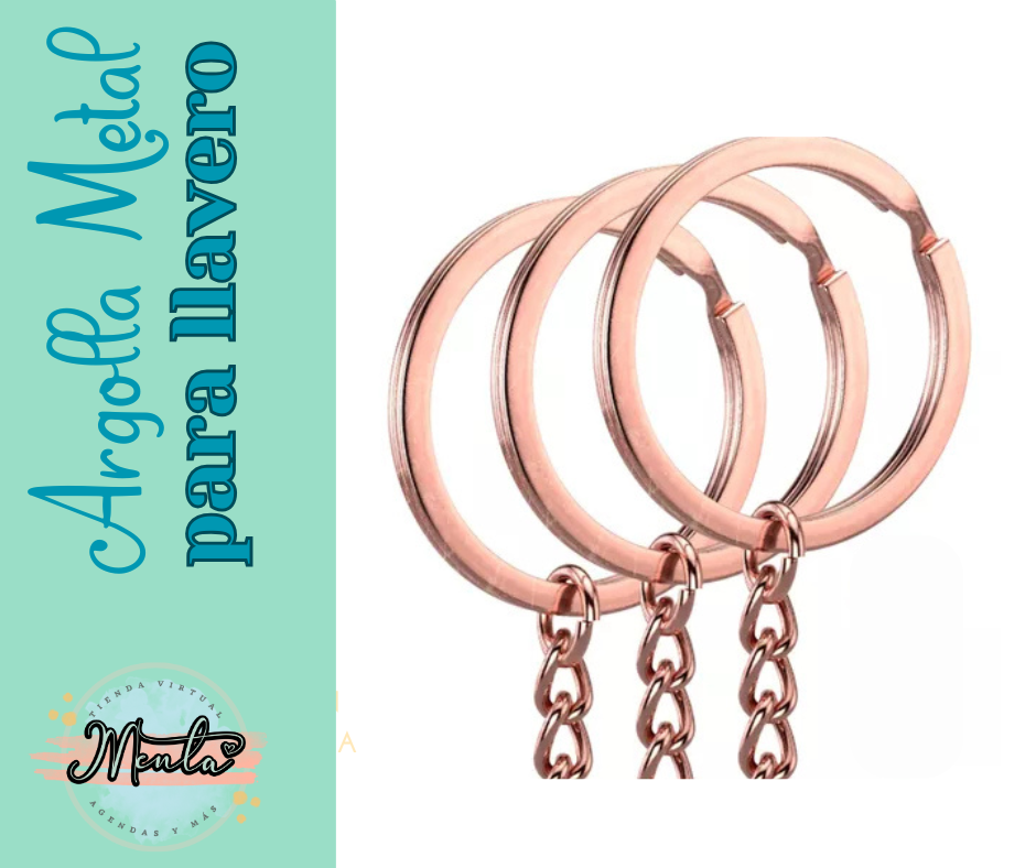 Argolla Metálica para Llavero ORO ROSA Paq. 10uds