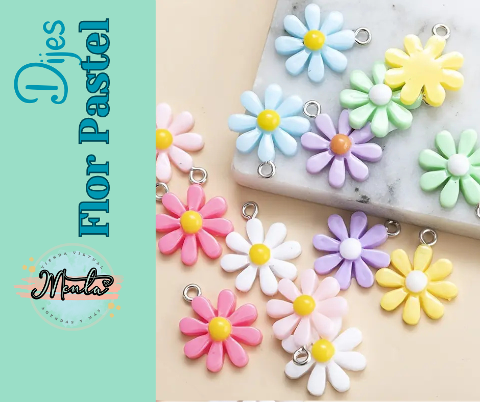 Dije Flor Pastel 6 Unidades