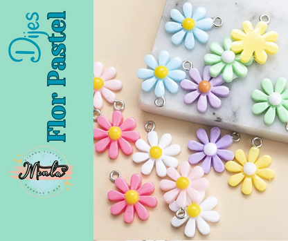 Dije Flor Pastel 6 Unidades