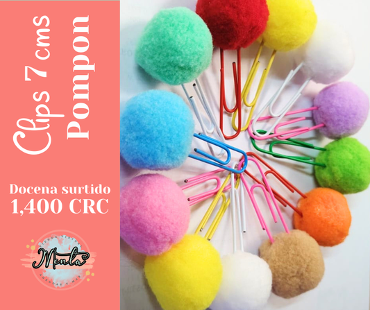 Docena Clips pompon 7cms