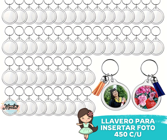 Llavero para insertar foto (redondo) 1.6"