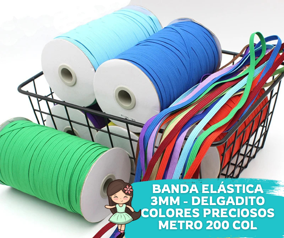 Flat smooth elastic 3mm roll of 3 meters