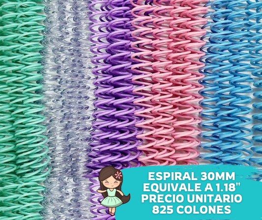 Espiral Plástica Paso 2:1 tamaño 30mm