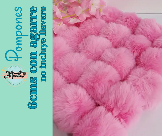 Pompones 6cms con agarre para llavero
