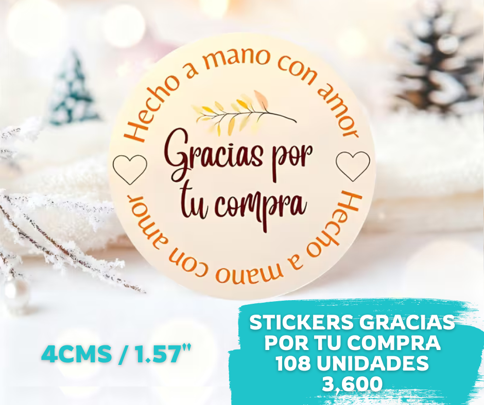 108 Stickers Gracias por tu Compra 4CMS