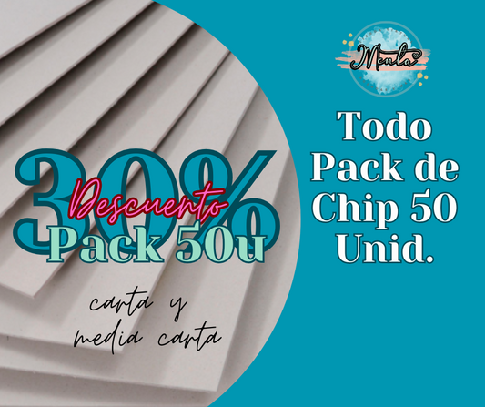Cartón Chip 50 Unidades (Cualquier tamaño) 30% Desc.