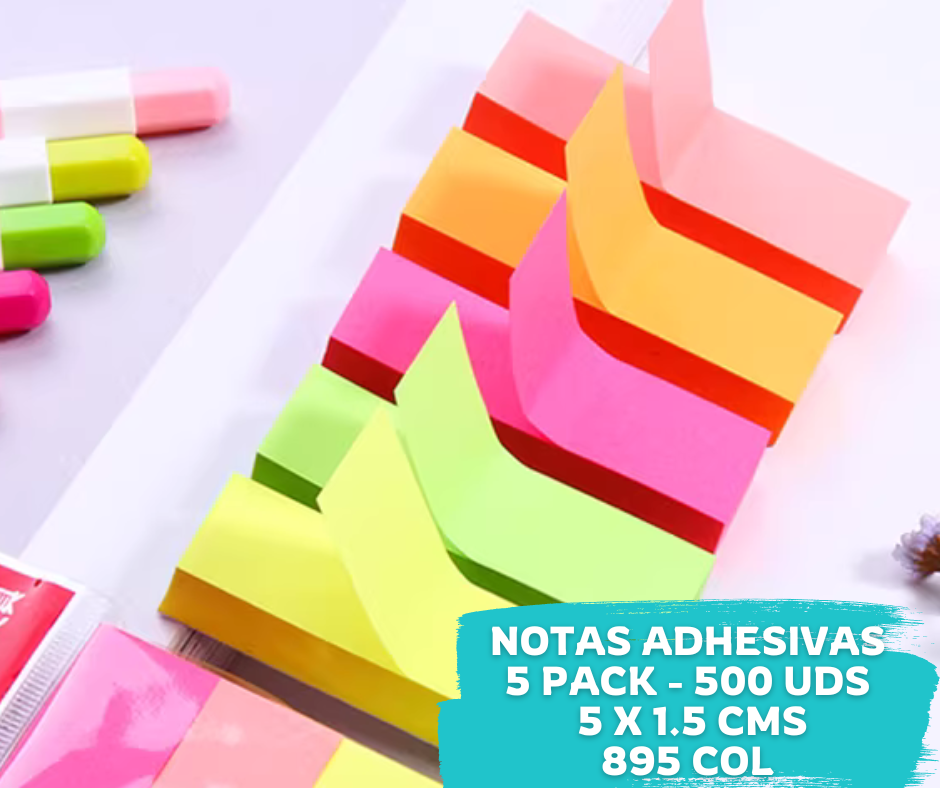 Notas Adhesivas 5 Pack Med:5x1.5 cms