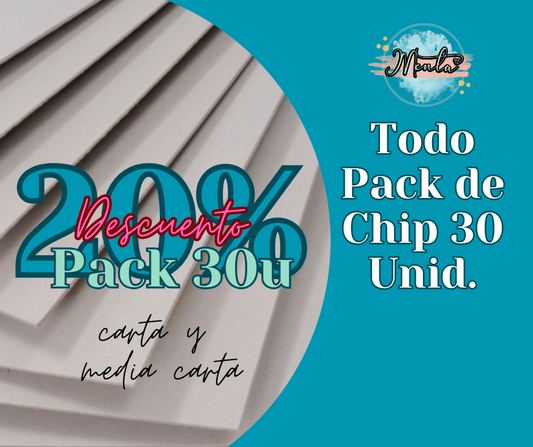 Cartón Chip 30 Unidades (Cualquier tamaño) 20% Desc.