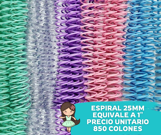 Espiral Plástica Paso 2:1 tamaño 25mm (unidad)