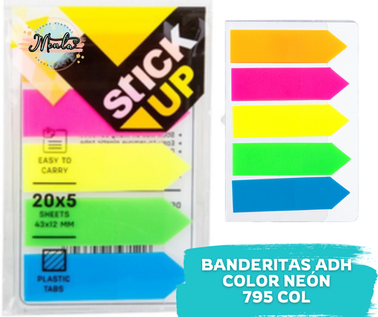 Banderitas Adhesivas Colores Neón