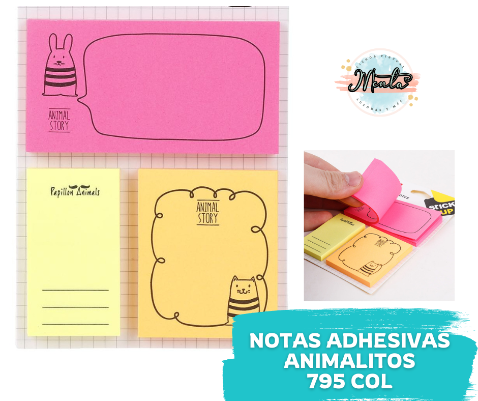 Nota Adhesiva Animalitos Rosa