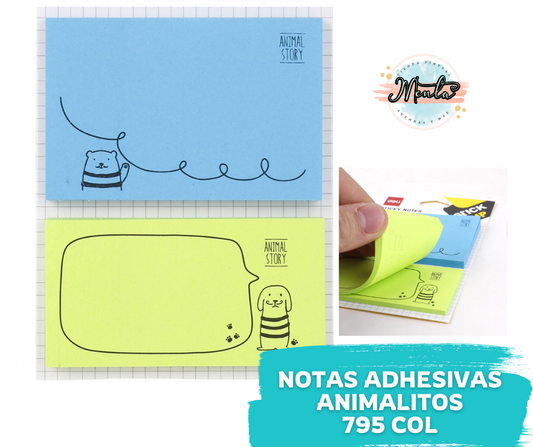 Nota Adhesiva Animalitos Celeste