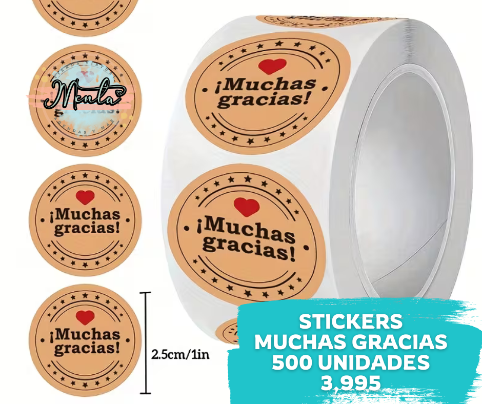 500 Stickers Muchas Gracias Mod.7