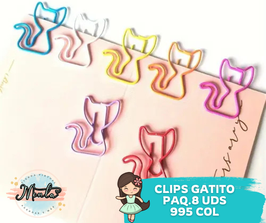 Clip Metálico Gatito 8 Unidades