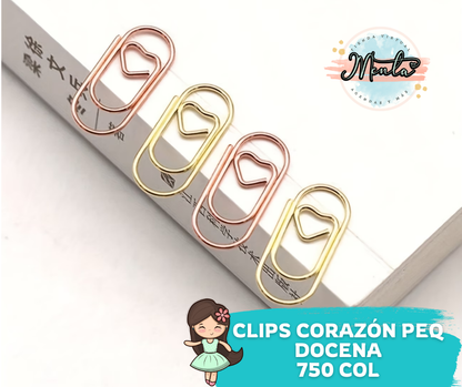 Clips Corazón Mini Docena
