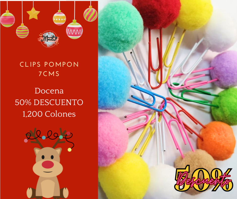 Clips Pompon 7cms Docena