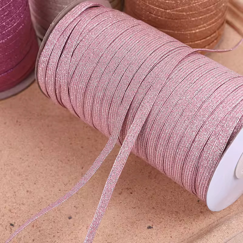 Metallic Flat Elastic 6mm roll of 3 meters