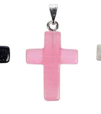 Piedra en forma de cruz Cuarzo. Incluye collar negro.