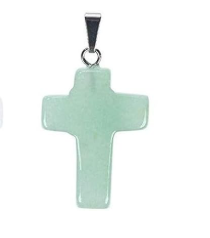 Piedra en forma de cruz Cuarzo. Incluye collar negro.