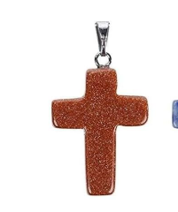 Piedra en forma de cruz Cuarzo. Incluye collar negro.