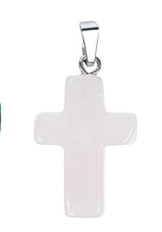Piedra en forma de cruz Cuarzo. Incluye collar negro.