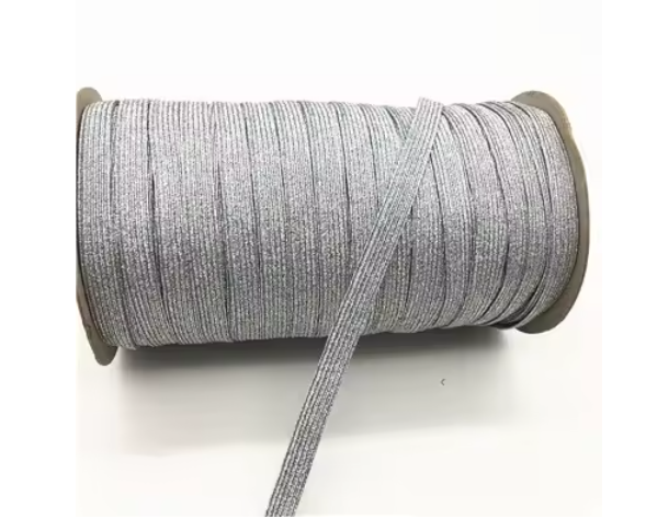 Metallic Flat Elastic 6mm roll of 3 meters