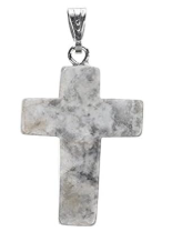 Piedra en forma de cruz Cuarzo. Incluye collar negro.