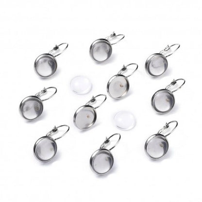 40 aretes con base acrílica oro rosa, negro, bronce, plata